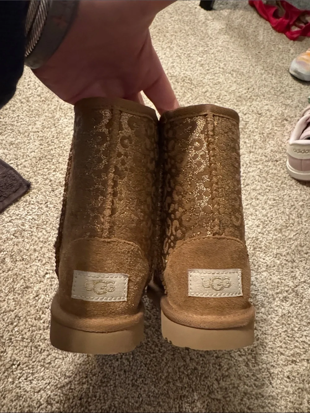 UGG Metallic Leopard Glitter Short Boots - Chestnut Gold